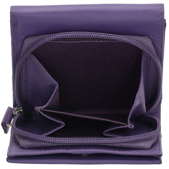 Lederbörse 10x9cm mit Überschlag in Lila und RFID-Schutz - leder-accessoires.com