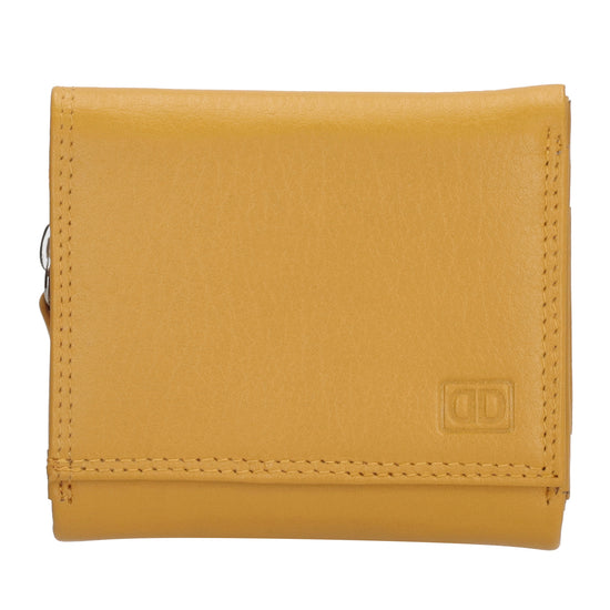 Lederbörse 10x9cm mit Überschlag in Gelb und RFID-Schutz - leder-accessoires.com