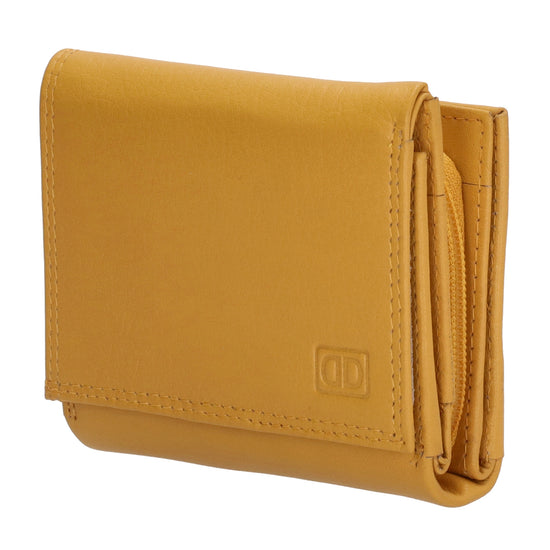 Lederbörse 10x9cm mit Überschlag in Gelb und RFID-Schutz - leder-accessoires.com