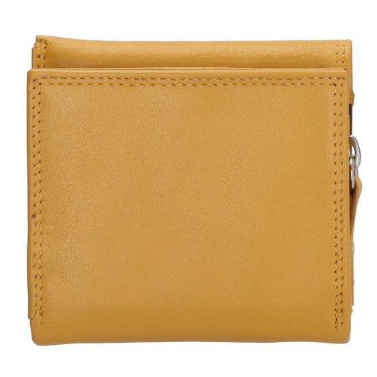 Lederbörse 10x9cm mit Überschlag in Gelb und RFID-Schutz - leder-accessoires.com