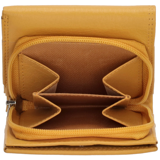 Lederbörse 10x9cm mit Überschlag in Gelb und RFID-Schutz - leder-accessoires.com