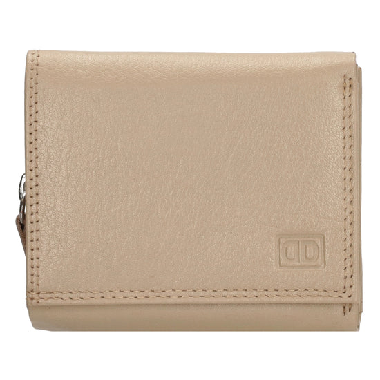 Lederbörse 10x9cm mit Überschlag in Taupe und RFID-Schutz - leder-accessoires.com