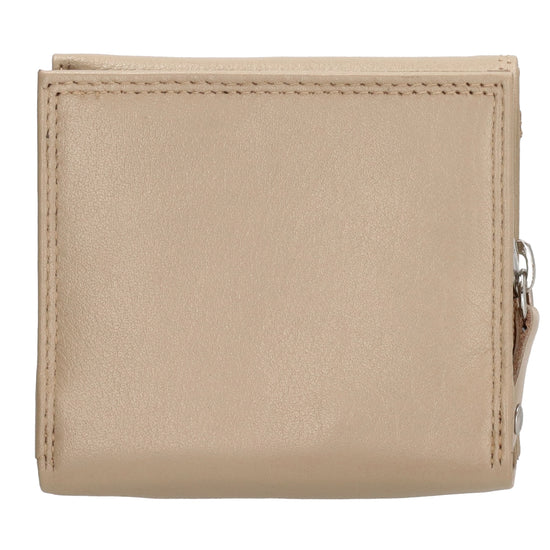 Lederbörse 10x9cm mit Überschlag in Taupe und RFID-Schutz - leder-accessoires.com