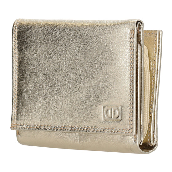 Lederbörse 10x9cm mit Überschlag in Gold und RFID-Schutz - leder-accessoires.com