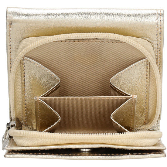 Lederbörse 10x9cm mit Überschlag in Gold und RFID-Schutz - leder-accessoires.com
