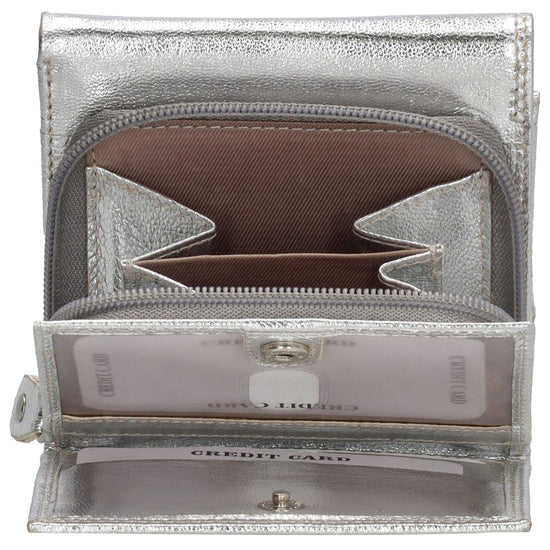 Lederbörse 10x9cm mit Überschlag in Silber und RFID-Schutz - leder-accessoires.com