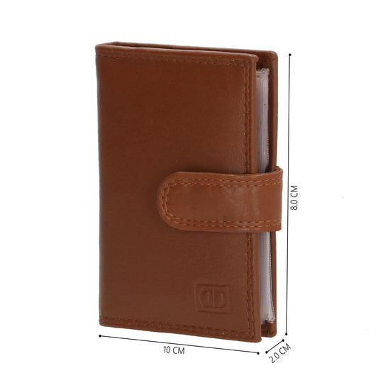 Kartenetui| Safty Wallet 8x10cm in Braun mit Druckknopf - leder-accessoires.com