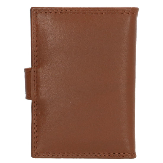 Kartenetui| Safty Wallet 8x10cm in Braun mit Druckknopf - leder-accessoires.com
