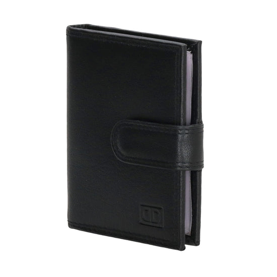 Kartenetui| Safty Wallet 8x10cm in Schwarz mit Druckknopf - leder-accessoires.com