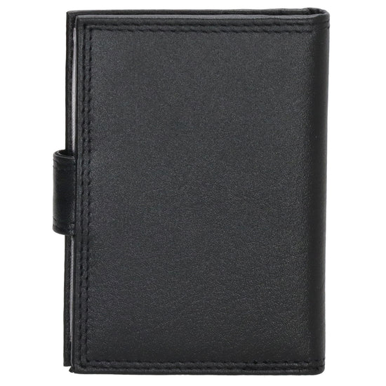 Kartenetui| Safty Wallet 8x10cm in Schwarz mit Druckknopf - leder-accessoires.com