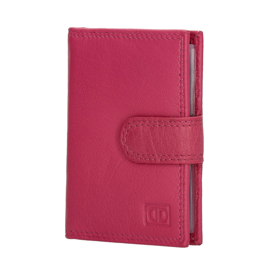 Kartenetui| Safty Wallet 8x10cm in Pink|Fuchsia mit Druckknopf - leder-accessoires.com