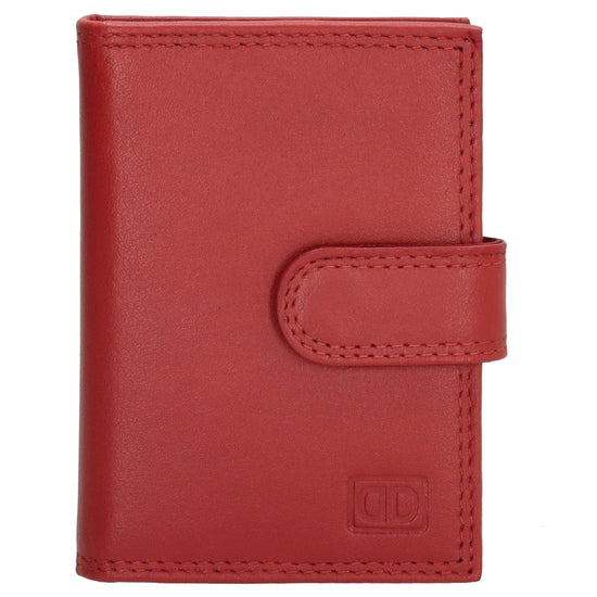 Kartenetui| Safty Wallet 8x10cm in Rot mit Druckknopf - leder-accessoires.com