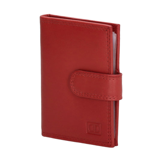 Kartenetui| Safty Wallet 8x10cm in Rot mit Druckknopf - leder-accessoires.com