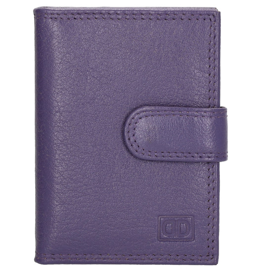 Kartenetui| Safty Wallet 8x10cm in Lila mit Druckknopf - leder-accessoires.com