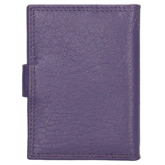 Kartenetui| Safty Wallet 8x10cm in Lila mit Druckknopf - leder-accessoires.com