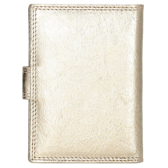 Kartenetui| Safty Wallet 8x10cm in Gold mit Druckknopf - leder-accessoires.com