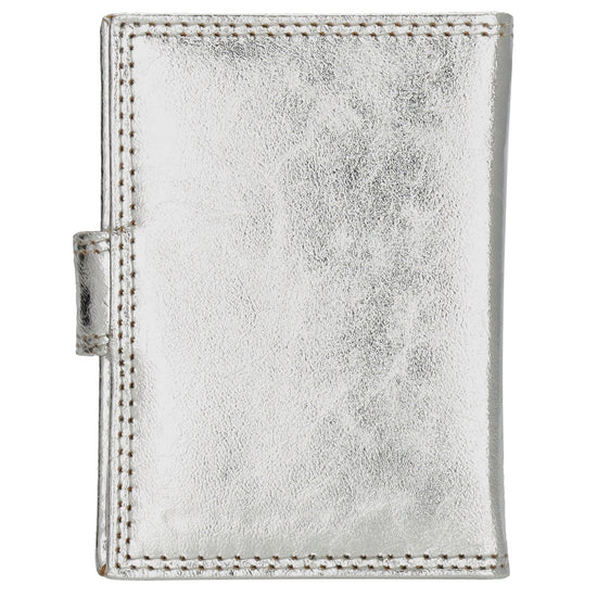 Kartenetui| Safty Wallet 8x10cm in Silber mit Druckknopf - leder-accessoires.com