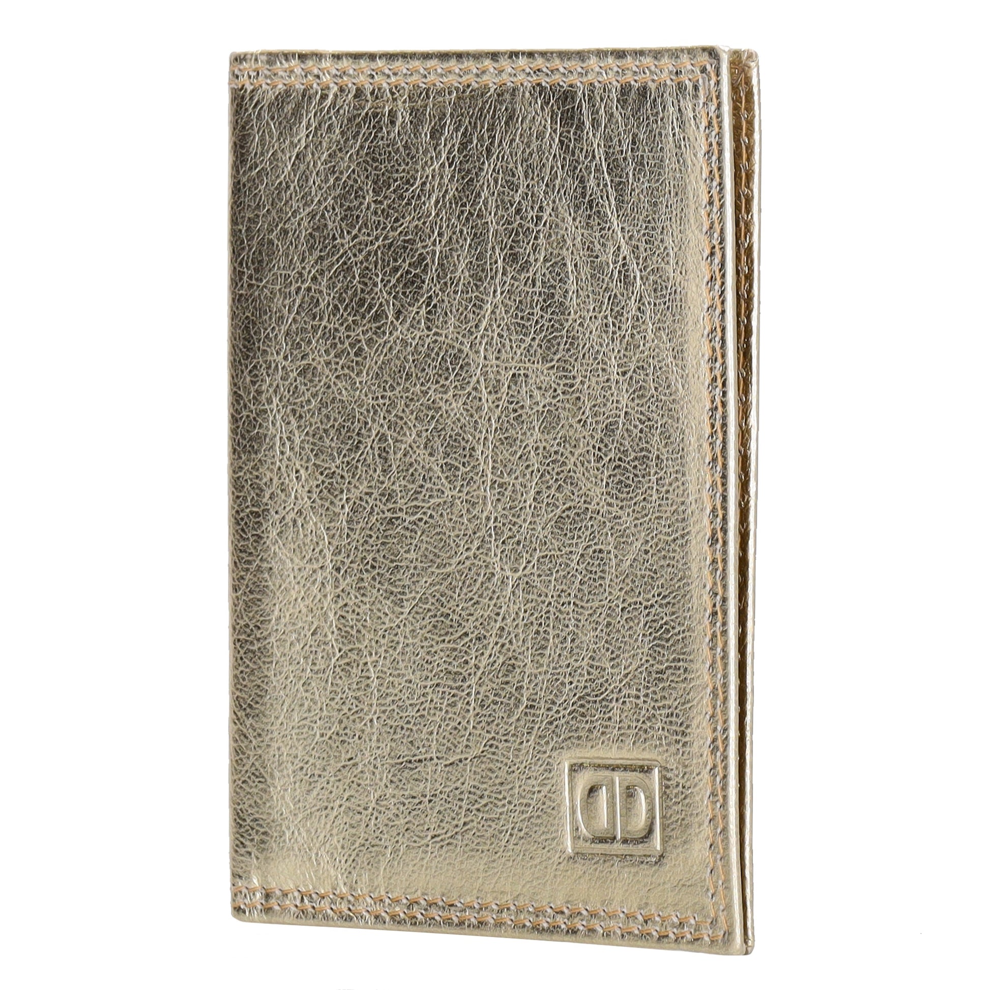 Kartenetui 8x10cm aus Leder in Gold-Metallic - leder-accessoires.com