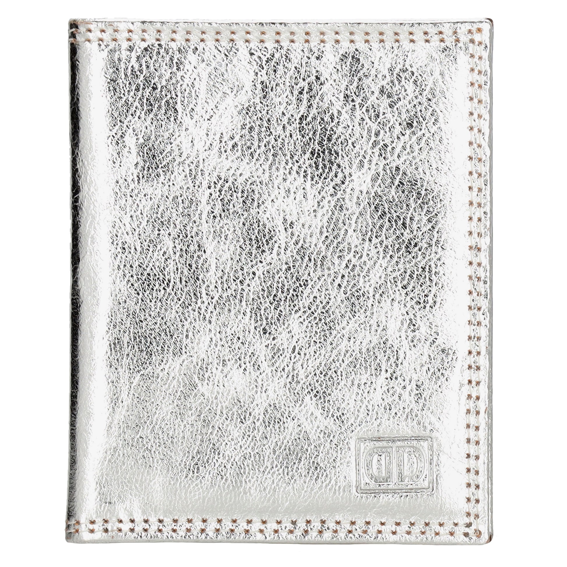 Kartenetui 8x10cm aus Leder in Silber-Metallic - leder-accessoires.com