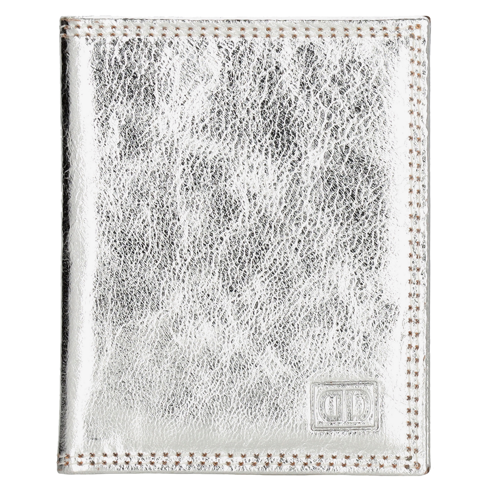Kartenetui 8x10cm aus Leder in Silber-Metallic - leder-accessoires.com