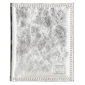 Kartenetui 8x10cm aus Leder in Silber-Metallic - leder-accessoires.com