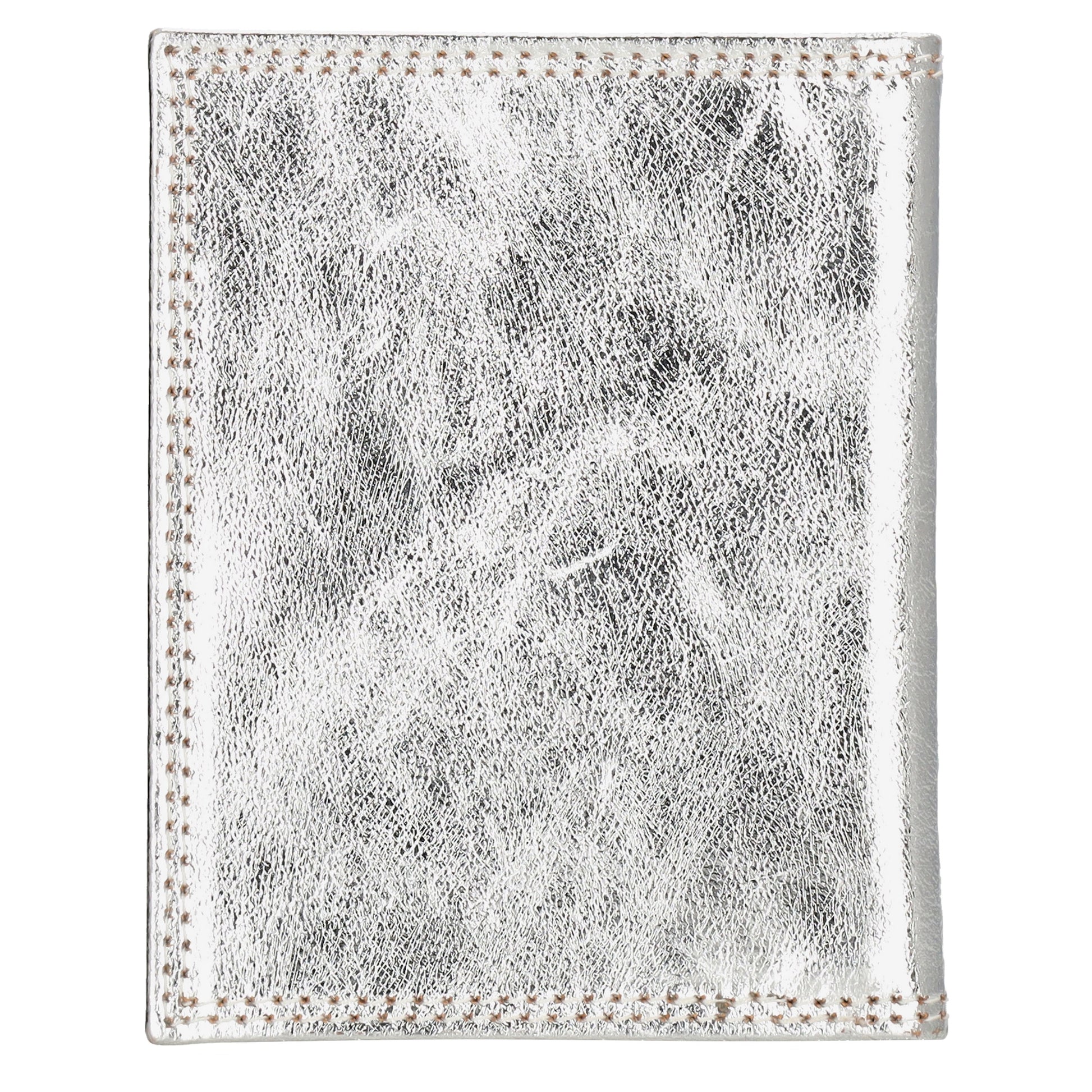 Kartenetui 8x10cm aus Leder in Silber-Metallic - leder-accessoires.com