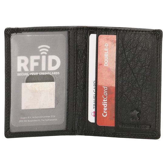 Kartenetui 8x10cm aus Leder in Schwarz und RFID-Schutz - leder-accessoires.com