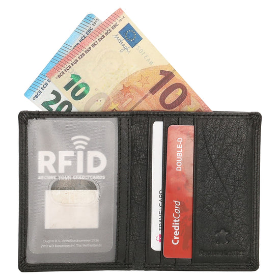 Kartenetui 8x10cm aus Leder in Schwarz und RFID-Schutz - leder-accessoires.com