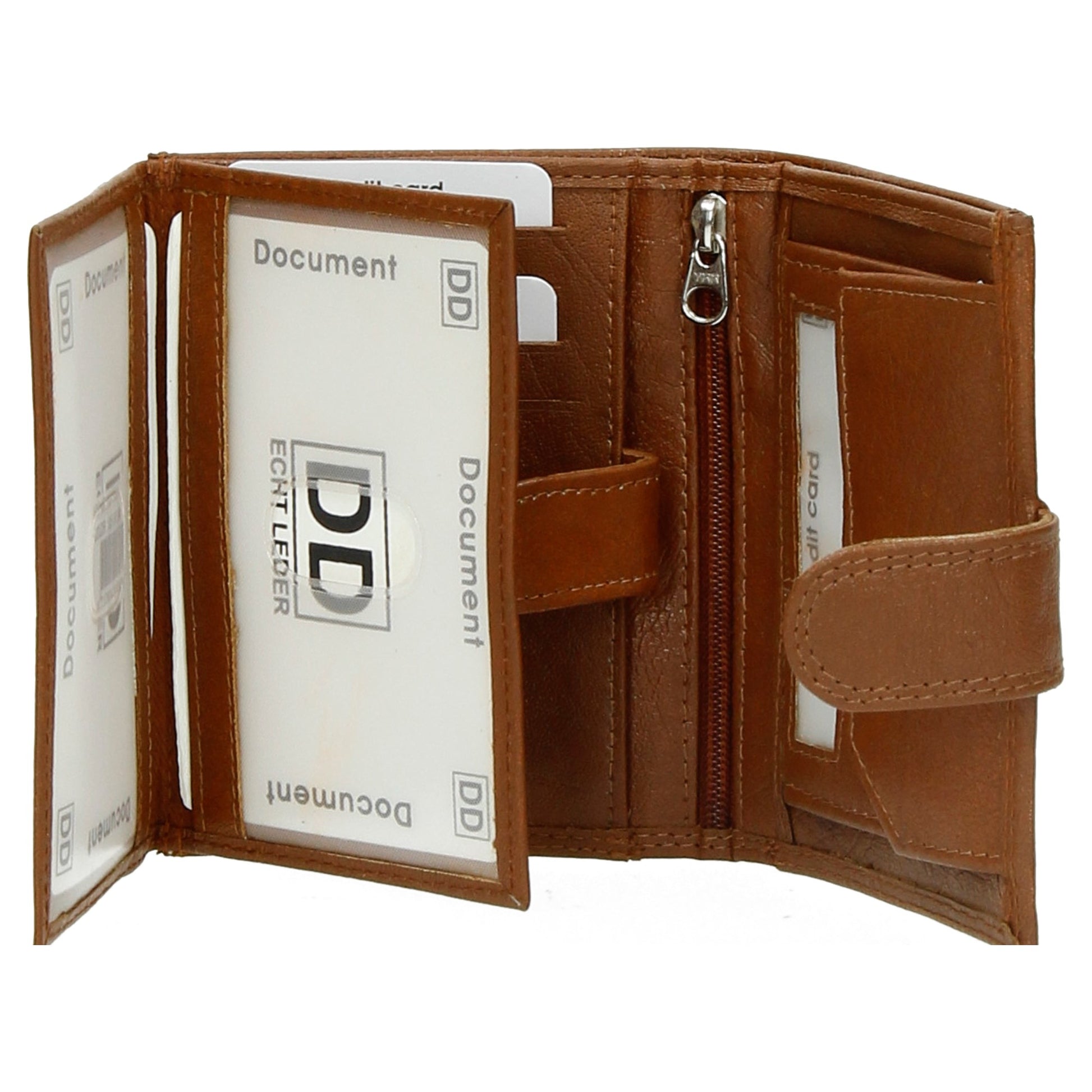 Lederbörse 9,5x12cm mit Riegel in Braun und RFID-Schutz - leder-accessoires.com