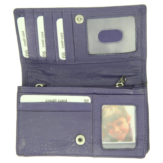 Lederbörse 16x9cm im Querformat in Lila mit RFID - leder-accessoires.com