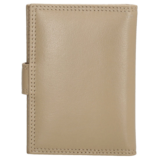 Kartenetui| Safty Wallet 8x10cm in Helltaupe mit Druckknopf - leder-accessoires.com