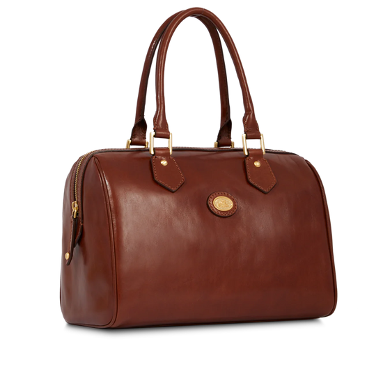 Bowlingbag von The Bridge 30 x 21cm in Cognac mit Reißverschluss - leder-accessoires.com