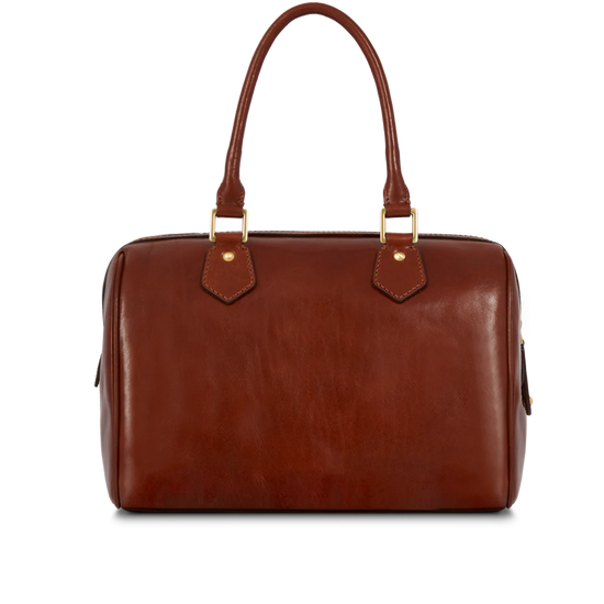 Bowlingbag von The Bridge 30 x 21cm in Cognac mit Reißverschluss - leder-accessoires.com