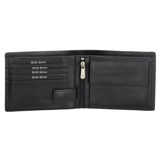 Geldbörse Querformat 12,5 x 10cm in Schwarz mit extra Kartenklappe - leder-accessoires.com