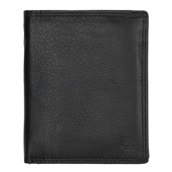 Geldbörse Hochformat 9,5 x 12cm in Schwarz aus Leder mit Riegel innen - leder-accessoires.com