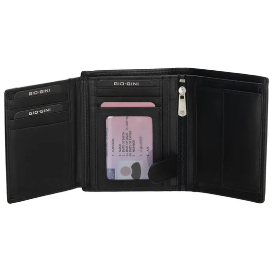 Geldbörse Hochformat 9,5 x 12cm in Schwarz aus Leder mit Riegel innen - leder-accessoires.com