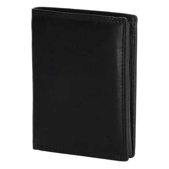 Geldbörse Hochformat 9,5 x 12cm in Schwarz aus Leder mit Riegel innen - leder-accessoires.com