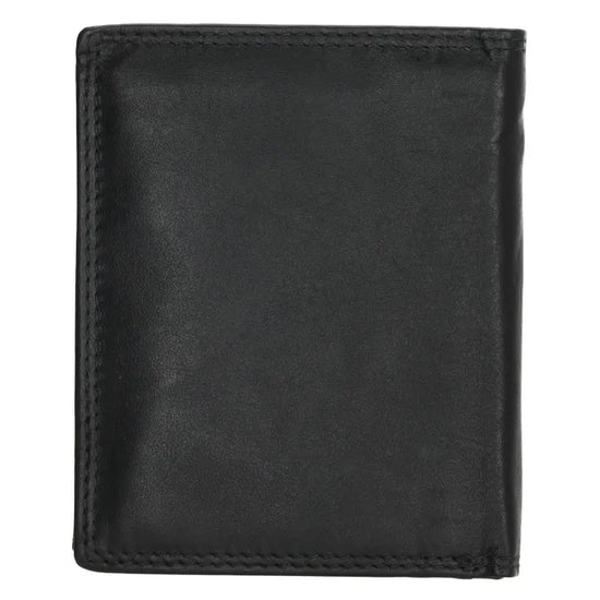 Geldbörse Hochformat 9,5 x 12cm in Schwarz aus Leder mit Riegel innen - leder-accessoires.com