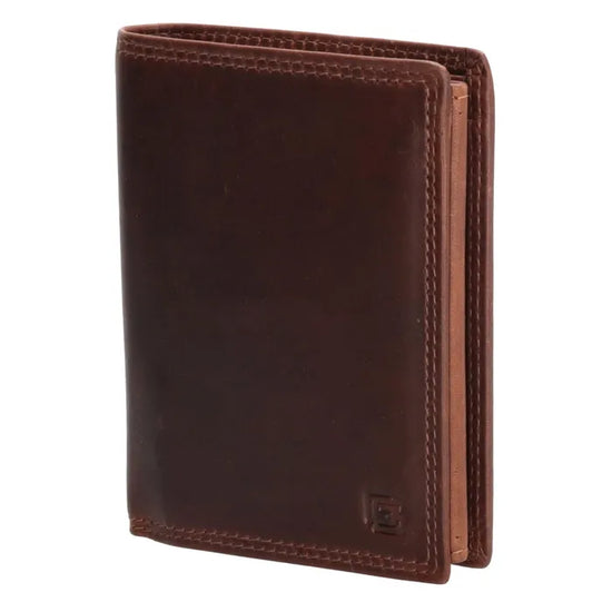 Geldbörse Hochformat 9,5 x 12cm in Braun aus Leder mit Riegel innen - leder-accessoires.com