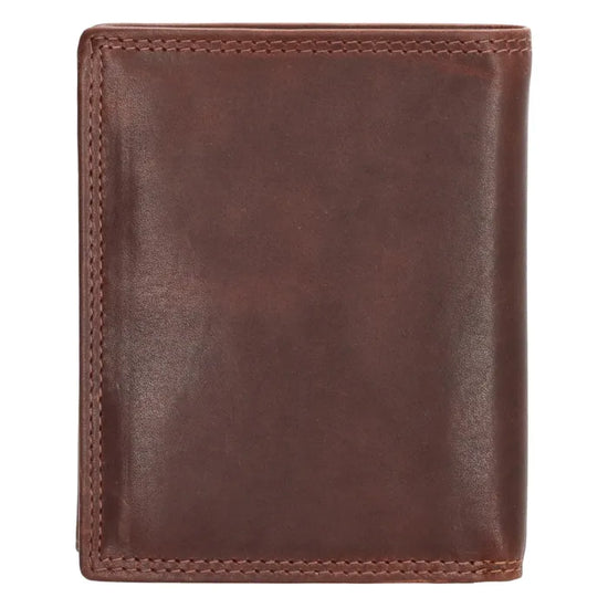 Geldbörse Hochformat 9,5 x 12cm in Braun aus Leder mit Riegel innen - leder-accessoires.com