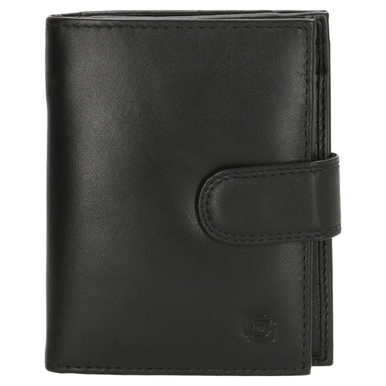Geldbörse Hochformat 9,5 x 12cm in Schwarz aus Leder mit Riegel - leder-accessoires.com