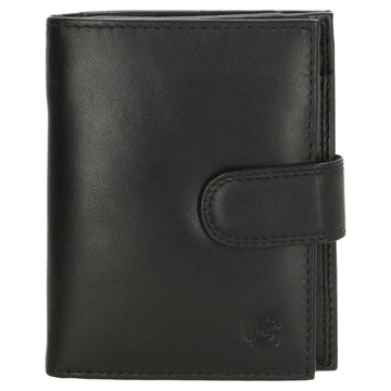 Geldbörse Hochformat 9,5 x 12cm in Schwarz aus Leder mit Riegel