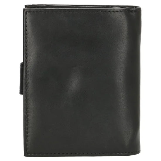 Geldbörse Hochformat 9,5 x 12cm in Schwarz aus Leder mit Riegel - leder-accessoires.com