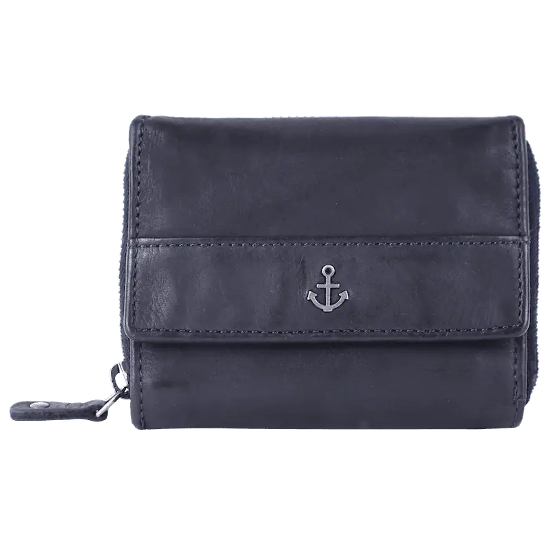 Geldbörse 12x9,5cm in Marine|Blau mit separatem Reißverschlussfach - leder-accessoires.com