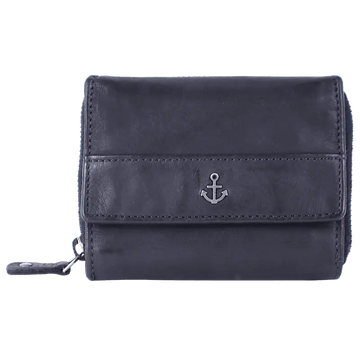 Geldbörse 12x9,5cm in Marine|Blau mit separatem Reißverschlussfach - leder-accessoires.com