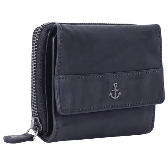 Geldbörse 12x9,5cm in Marine|Blau mit separatem Reißverschlussfach - leder-accessoires.com