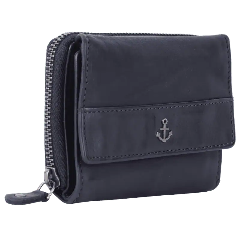Geldbörse 12x9,5cm in Marine|Blau mit separatem Reißverschlussfach - leder-accessoires.com
