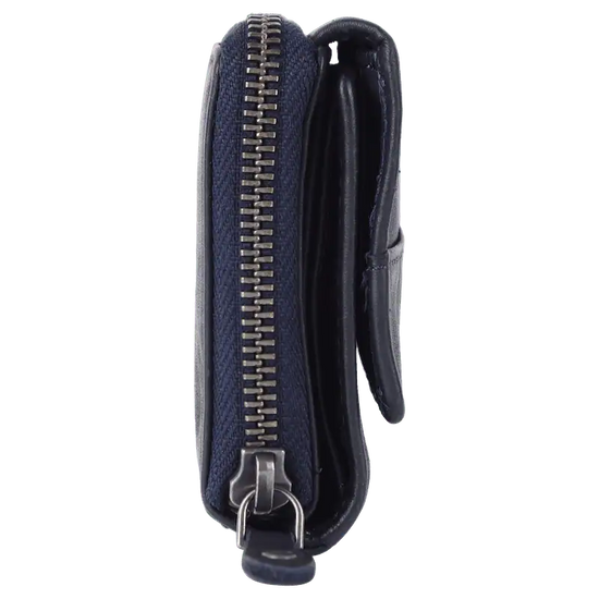 Geldbörse 12x9,5cm in Marine|Blau mit separatem Reißverschlussfach - leder-accessoires.com