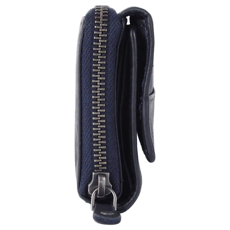 Geldbörse 12x9,5cm in Marine|Blau mit separatem Reißverschlussfach - leder-accessoires.com