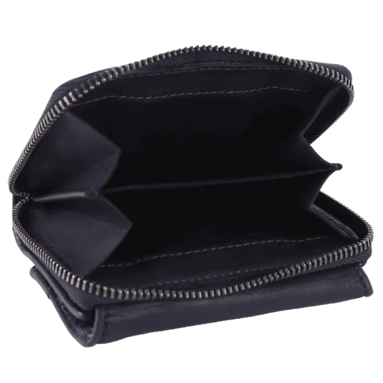 Geldbörse 12x9,5cm in Marine|Blau mit separatem Reißverschlussfach - leder-accessoires.com